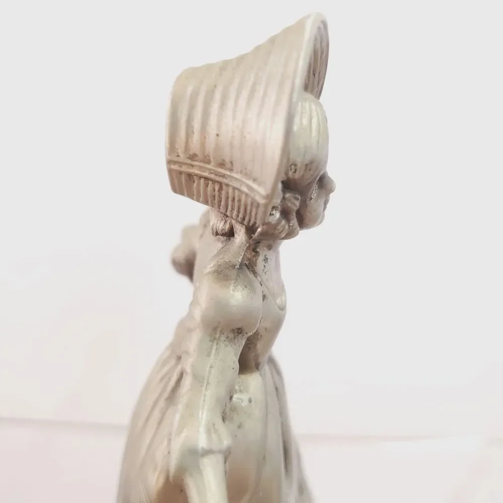 Vintage Hans Christian Andersen Little Match Girl Pewter Candle Holder Snuffer